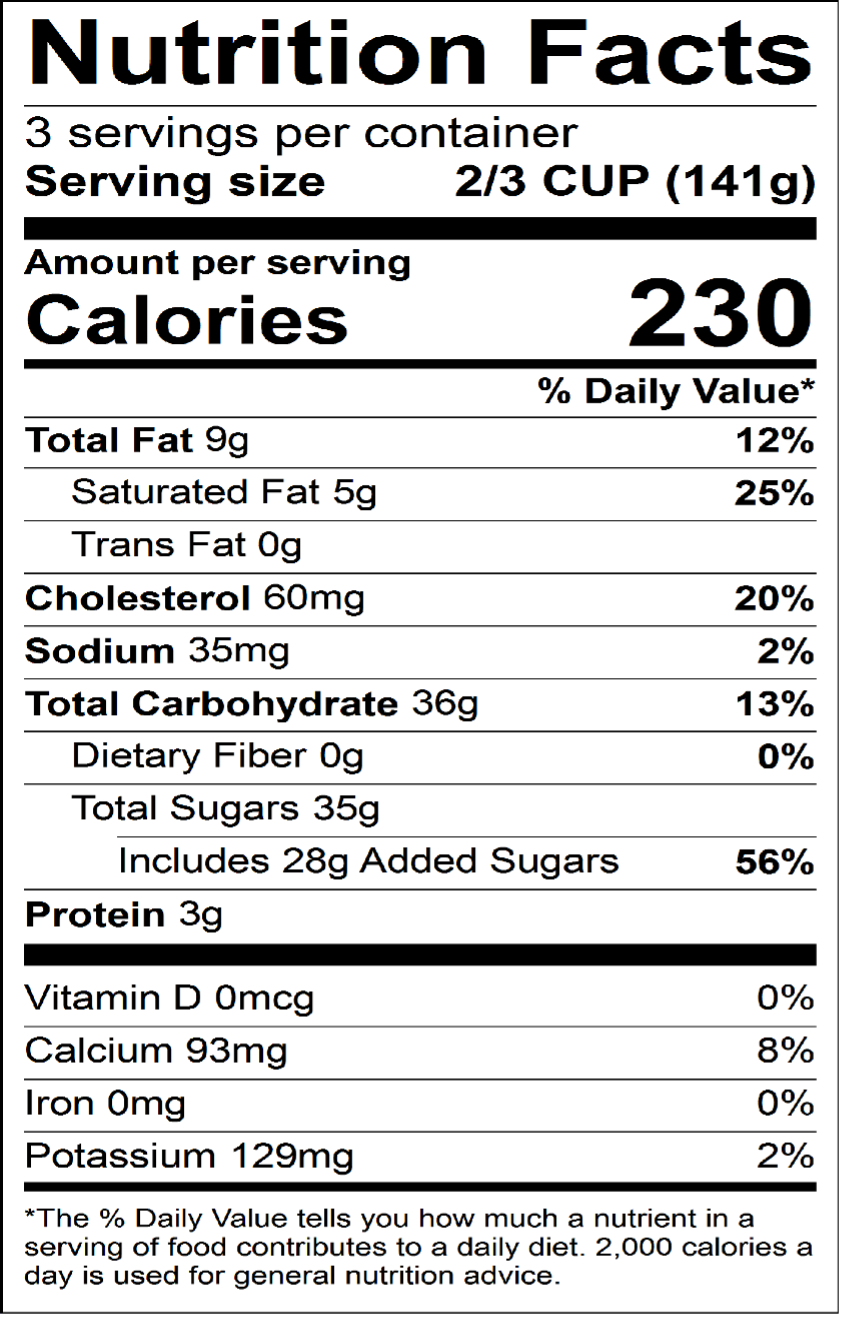 Nutrition Panel for Vanilla & Strawberry Lemon