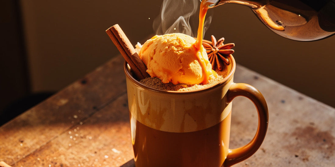 Perfectly Pumpkin Affogato with Double Rainbow 🎃☕🍦