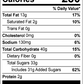 Nutrition Panel for Cinnamon Churro Frozen Dessert