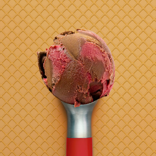 Scoop of Chocolate and Raspberry Ice Cream